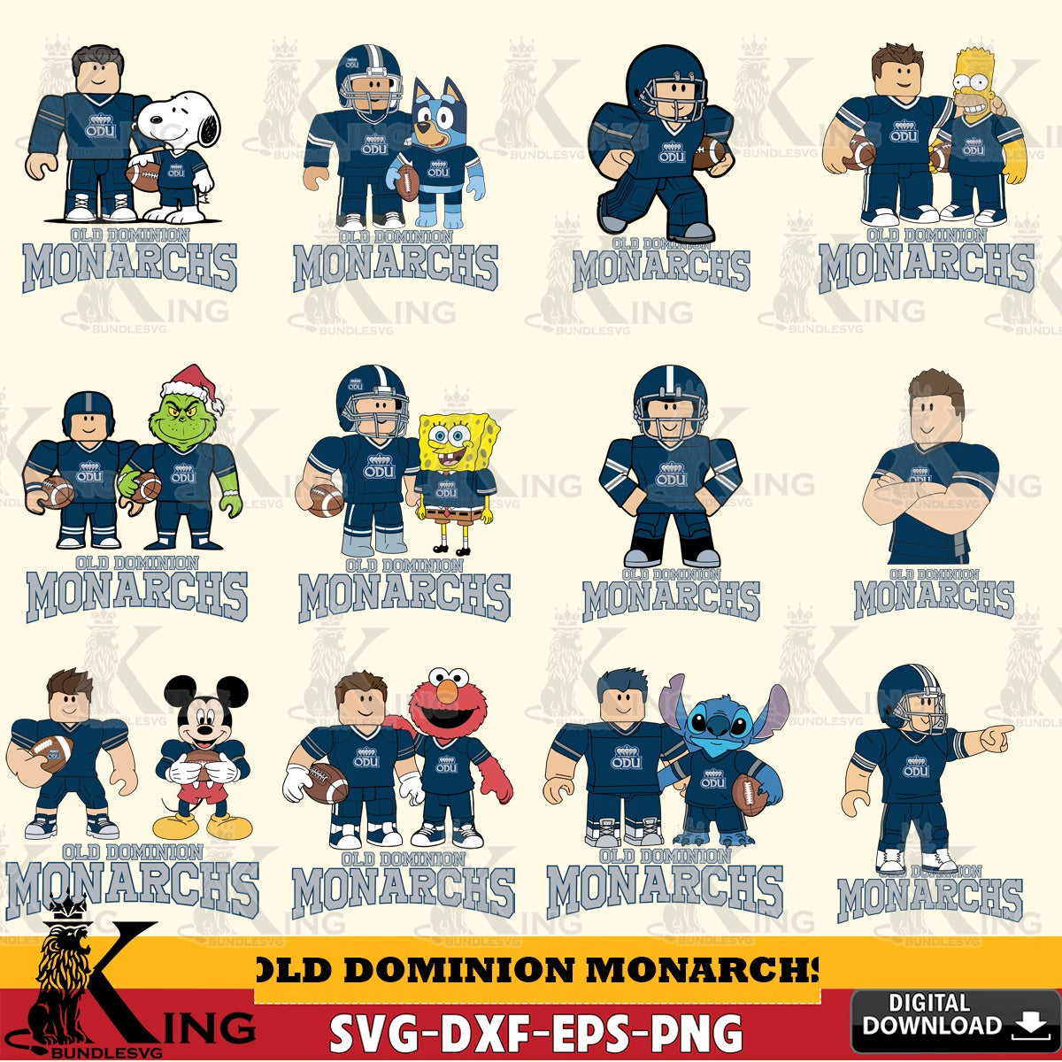 Old Dominion Monarchs Roblox With Friends football NCAA Bundle SVG file , NCAA Cricut, File cut , Digital Download , PDF File