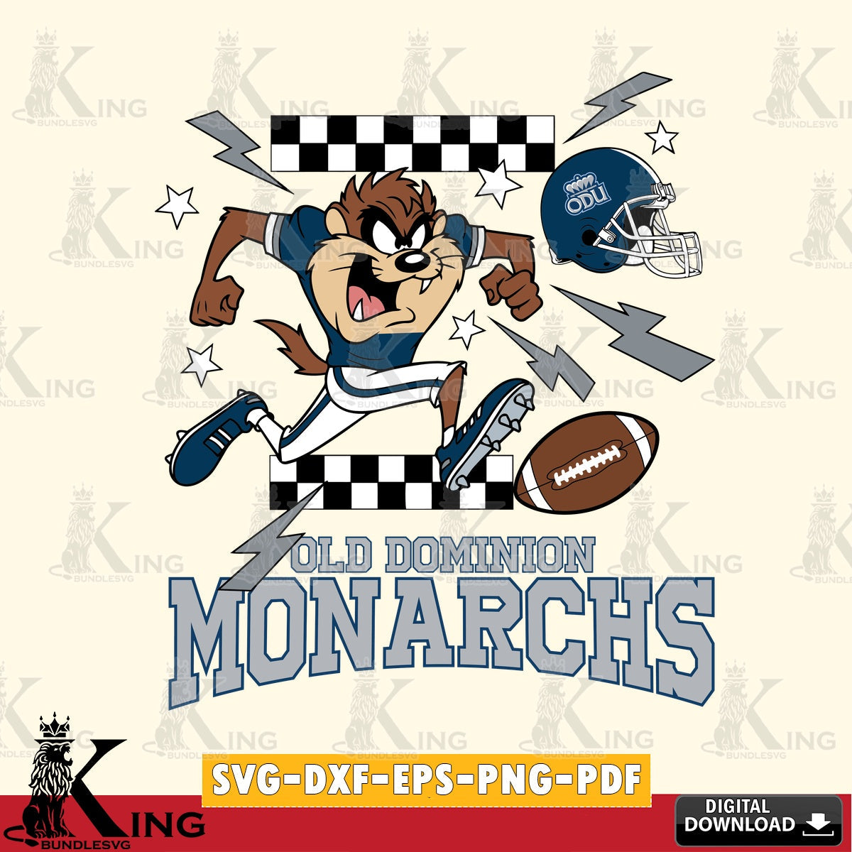 Old Dominion Monarchs Taz Football Lightning SVG file, Cut file , Digital Download , Instant Download, Taz svg, NCAA svg