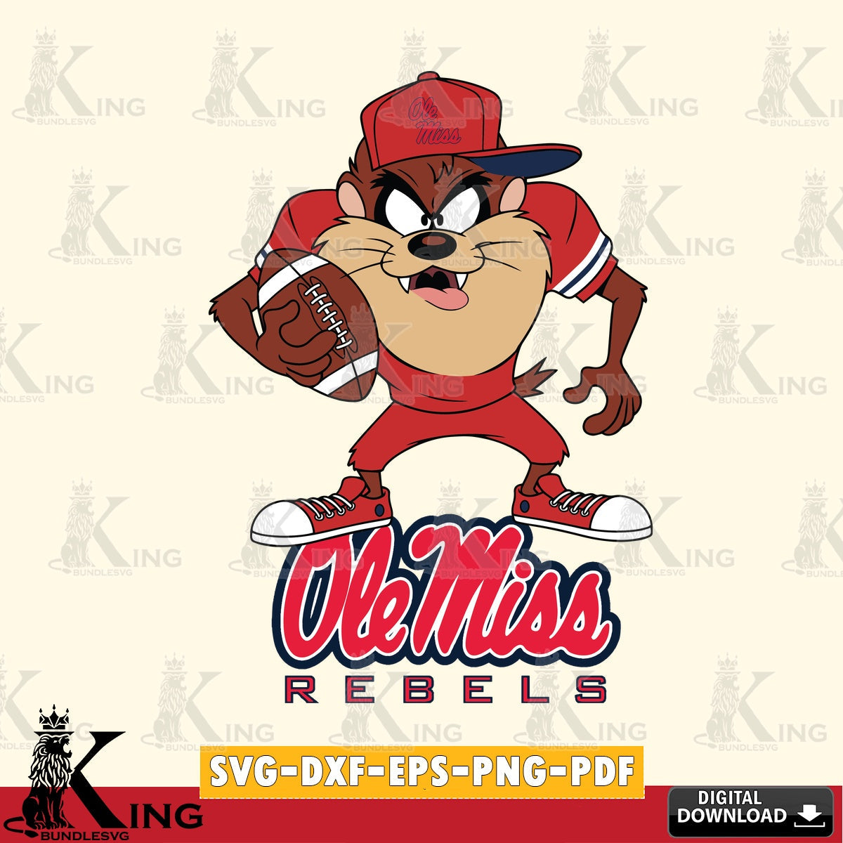 Ole Miss Rebels Đồng phục bóng đá Taz SVG file, Cut file , Digital Download , Instant Download, Taz svg, NCAA svg