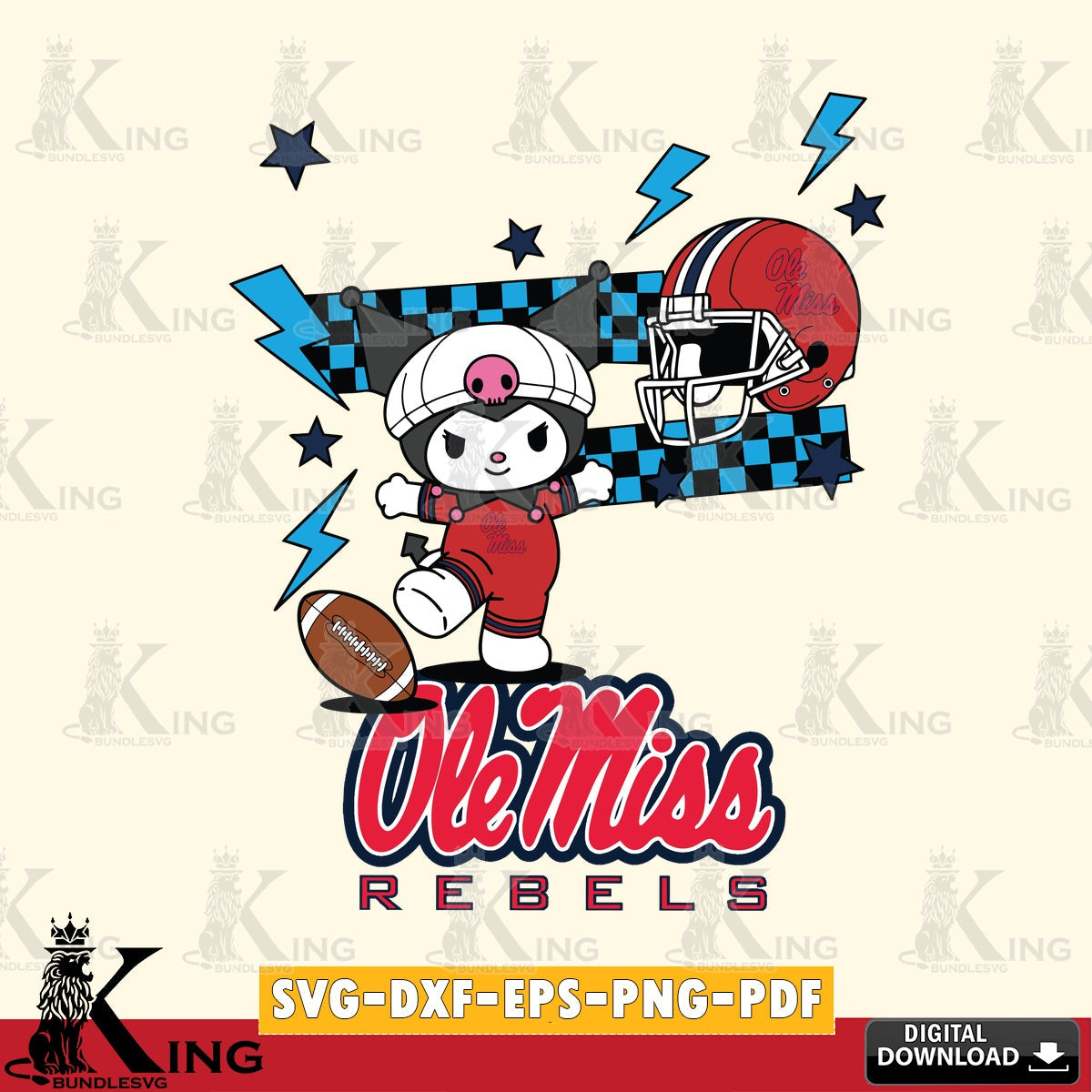 Ole Miss Rebels Kuromi Game Day SVG file, Cricut, Cut file , Digital Download , Instant Download, Sanrio svg, Clipart
