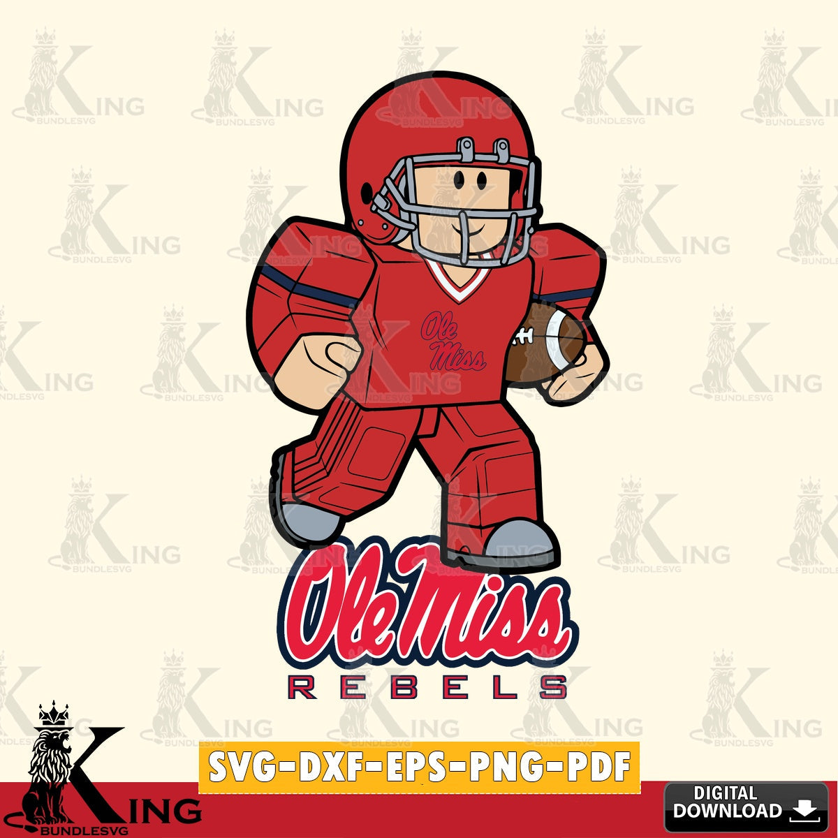 Ole Miss Rebels Roblox Player Rugby SVG file , NCAA Cricut, File cut , Digital Download , PDF File
