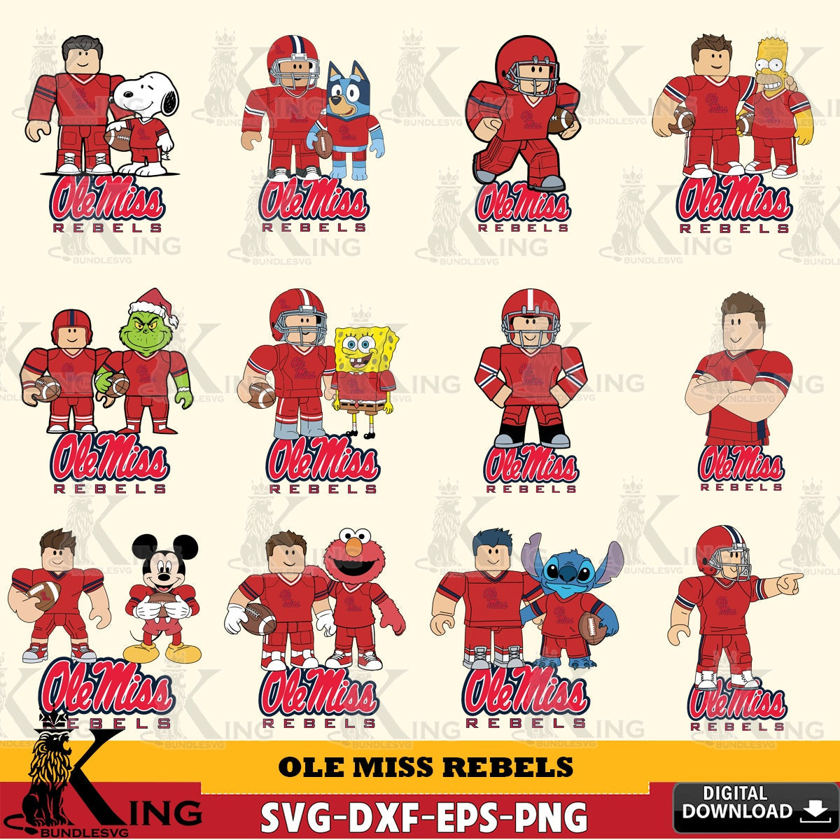 Ole Miss Rebels Roblox With Friends football NCAA Bundle SVG file , NCAA Cricut, File cut , Digital Download , PDF File