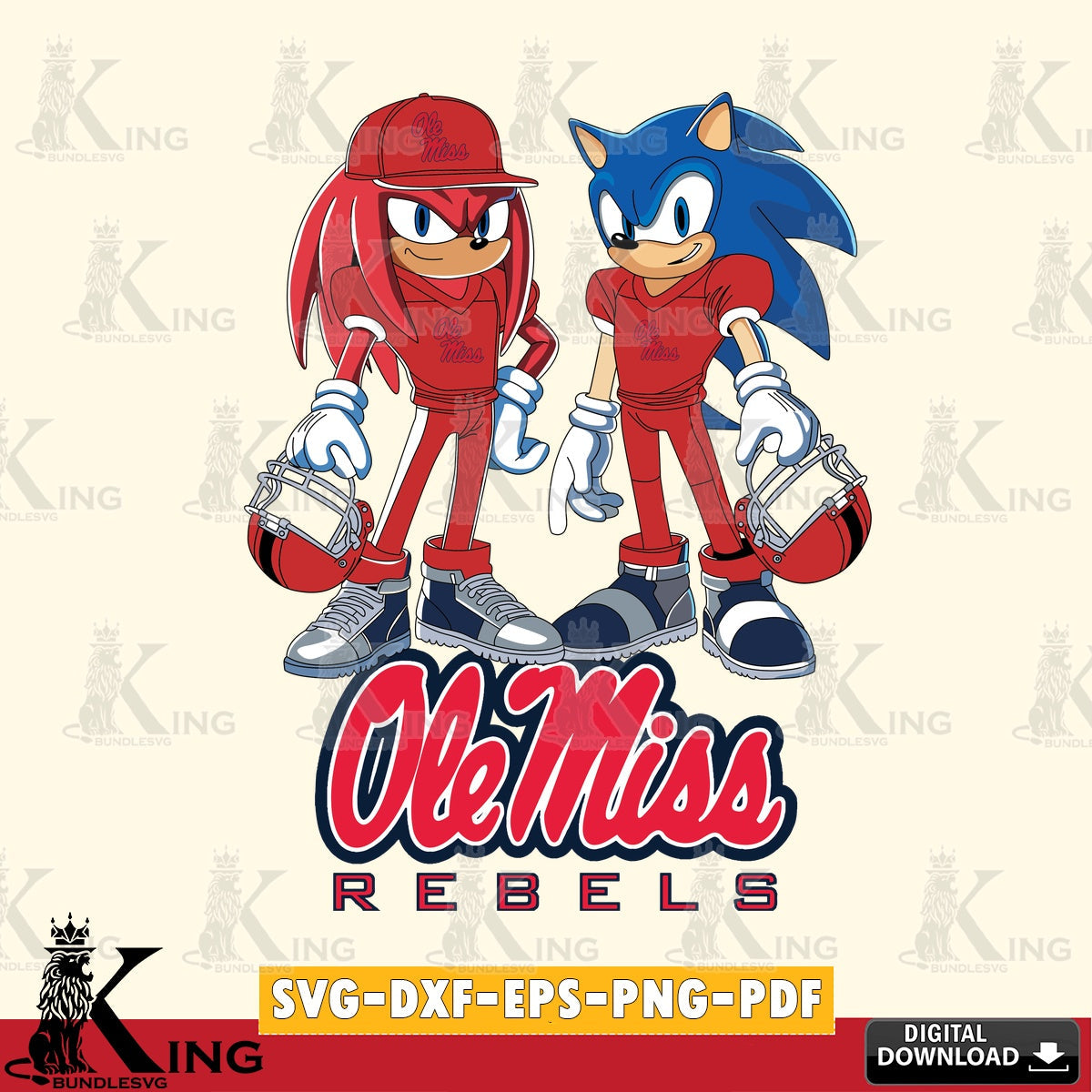 Ole Miss Rebels Sonic And Knuckles Player Football SVG file, Vector , Digital Download , PDF File , Instant Download
