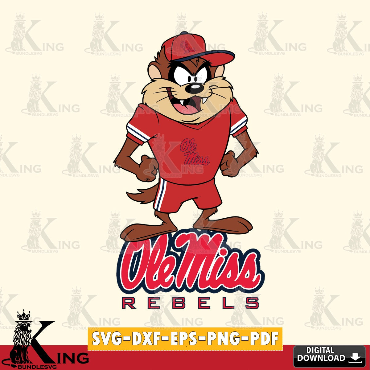 Ole Miss Rebels Taz Standing Pose SVG file, Cut file , Digital Download , Instant Download, Taz svg, NCAA svg