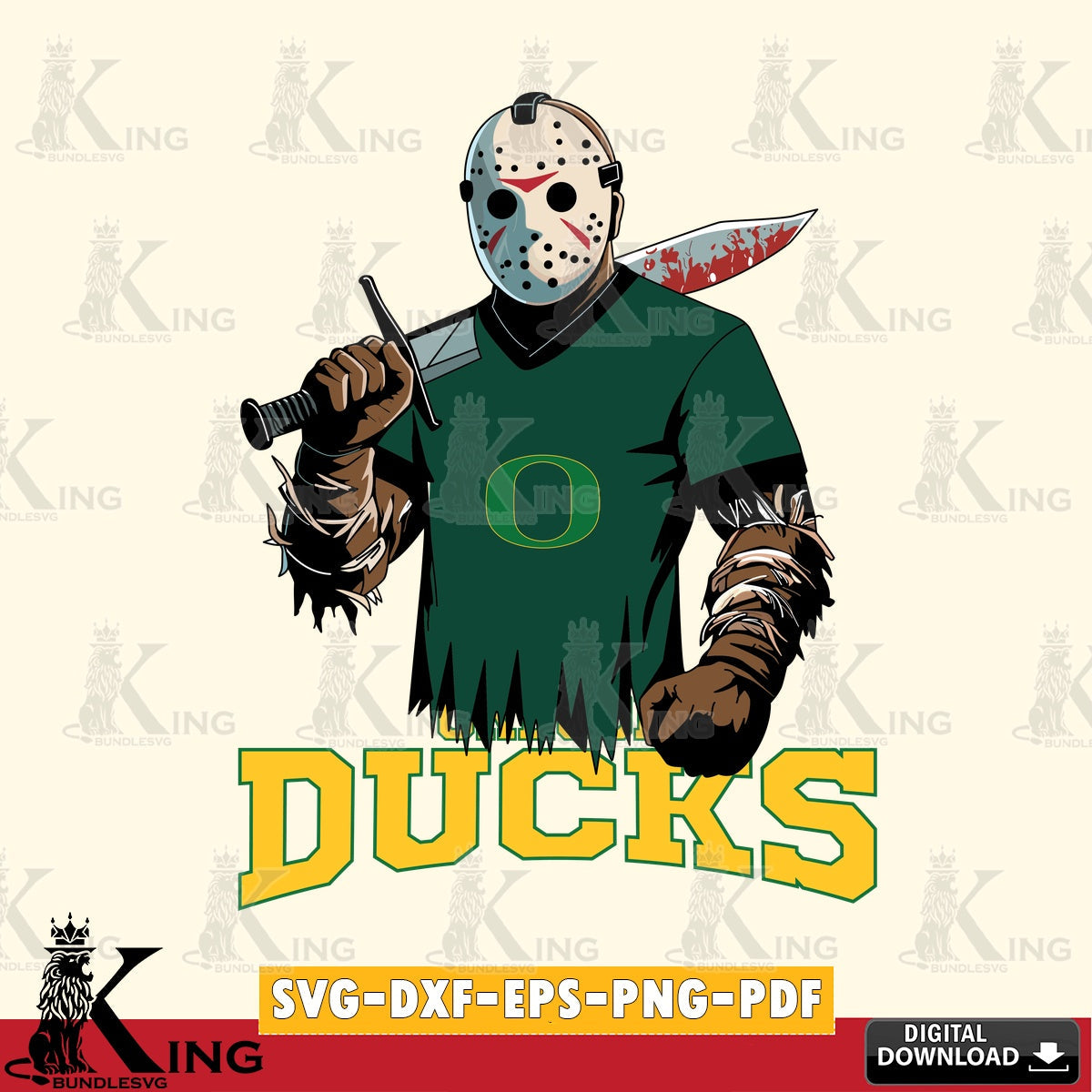 Eye-catching graphic of Oregon Ducks Jason Voorhees Football, a high-quality vector for DIY scrapbooking and home decor