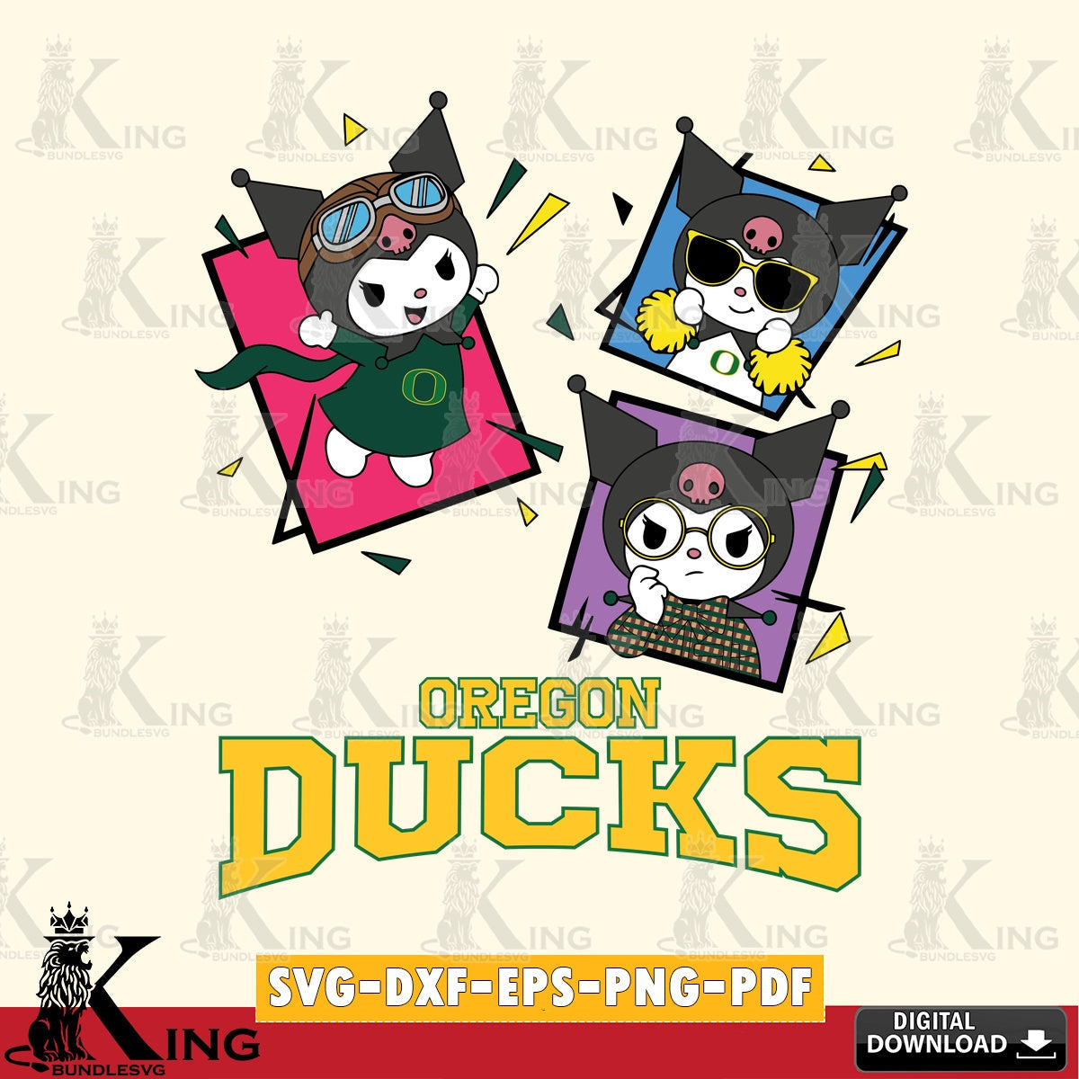 Oregon Ducks Kuromi Action Football SVG file, Cricut, Cut file , Digital Download , Instant Download, Sanrio svg, Clipart