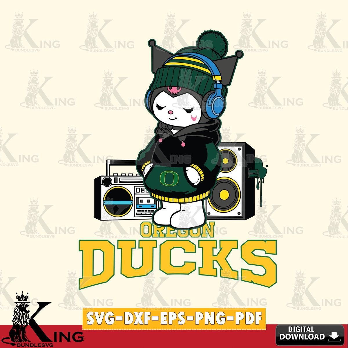 Oregon Ducks Kuromi Football Music SVG file, Cricut, Cut file , Digital Download , Instant Download, Sanrio svg, Clipart