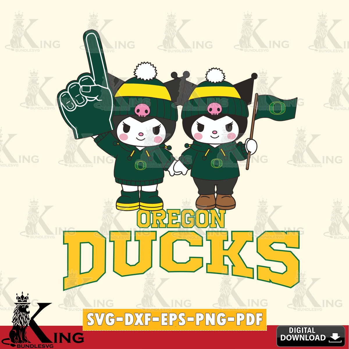 Oregon Ducks Kuromi rugby Fan SVG file, Cricut, Cut file , Digital Download , Instant Download, Sanrio svg, Clipart
