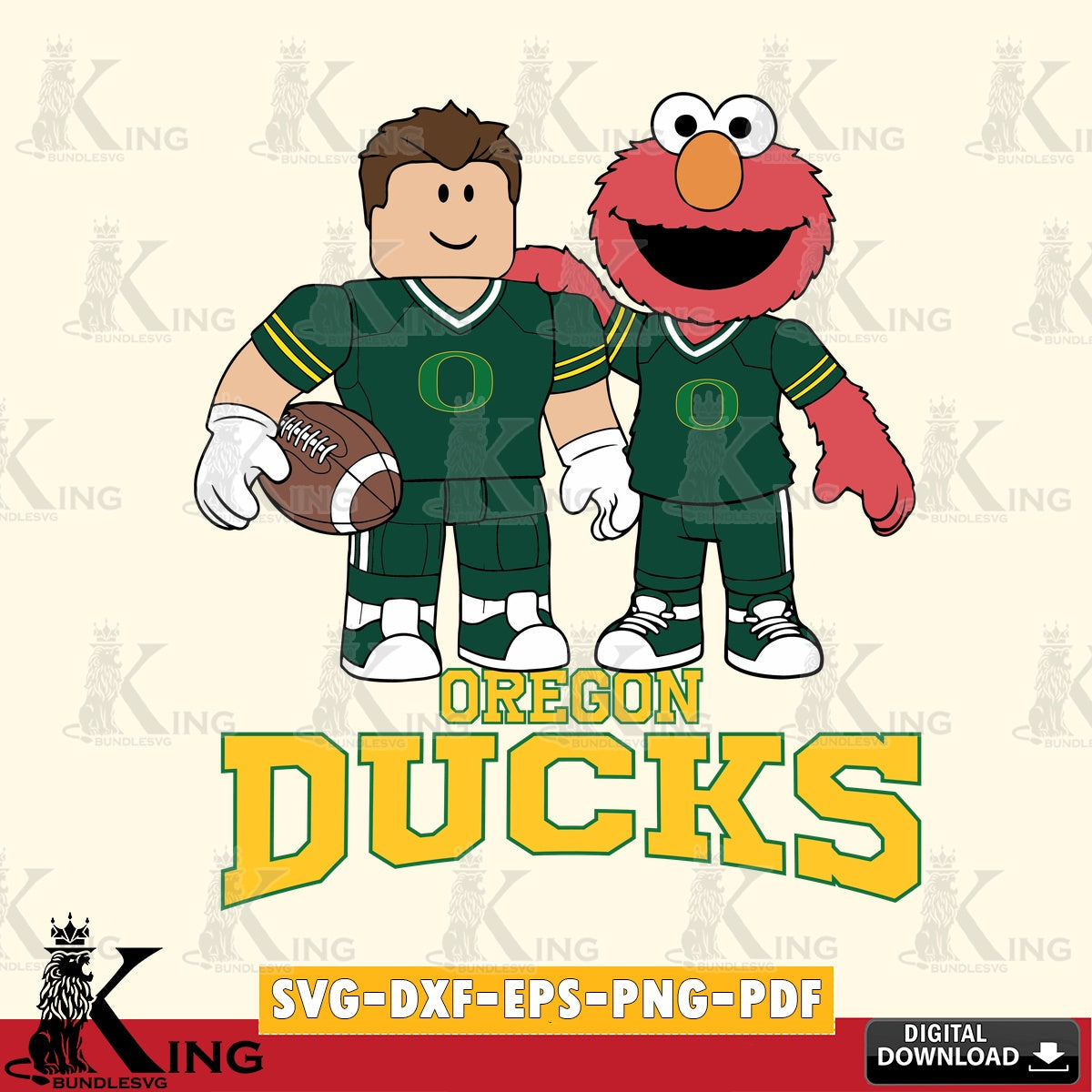Oregon Ducks Roblox & Elmo Football SVG file , NCAA Cricut, File cut , Digital Download , PDF File