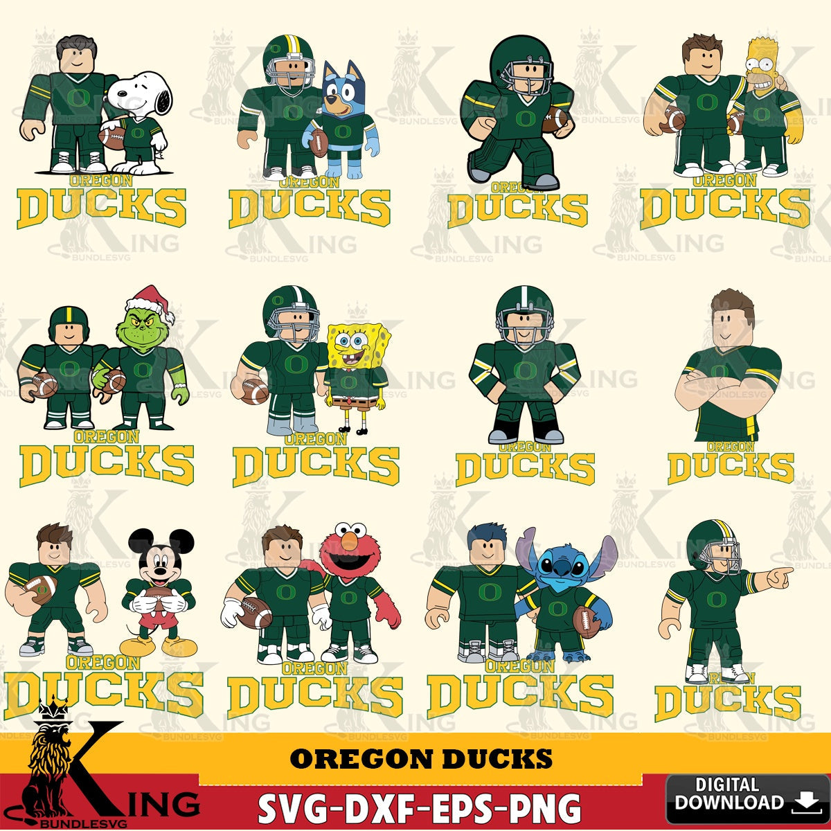 Oregon Ducks Roblox With Friends football NCAA Bundle SVG file , NCAA Cricut, File cut , Digital Download , PDF File