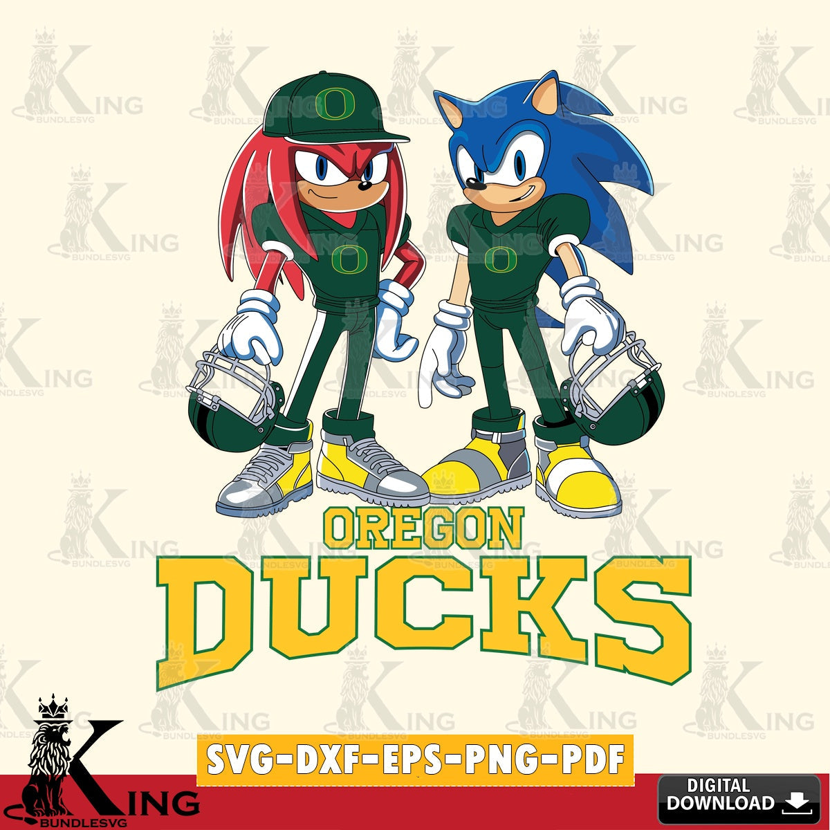 Printable art of Oregon Ducks Sonic and Knuckles football player PNG clipart for sublimation printing and graphic design