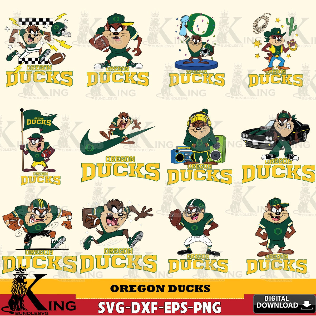Oregon Ducks Taz Football NCAA Bundle SVG file, Cut file , Digital Download , Instant Download, Taz svg, NCAA svg