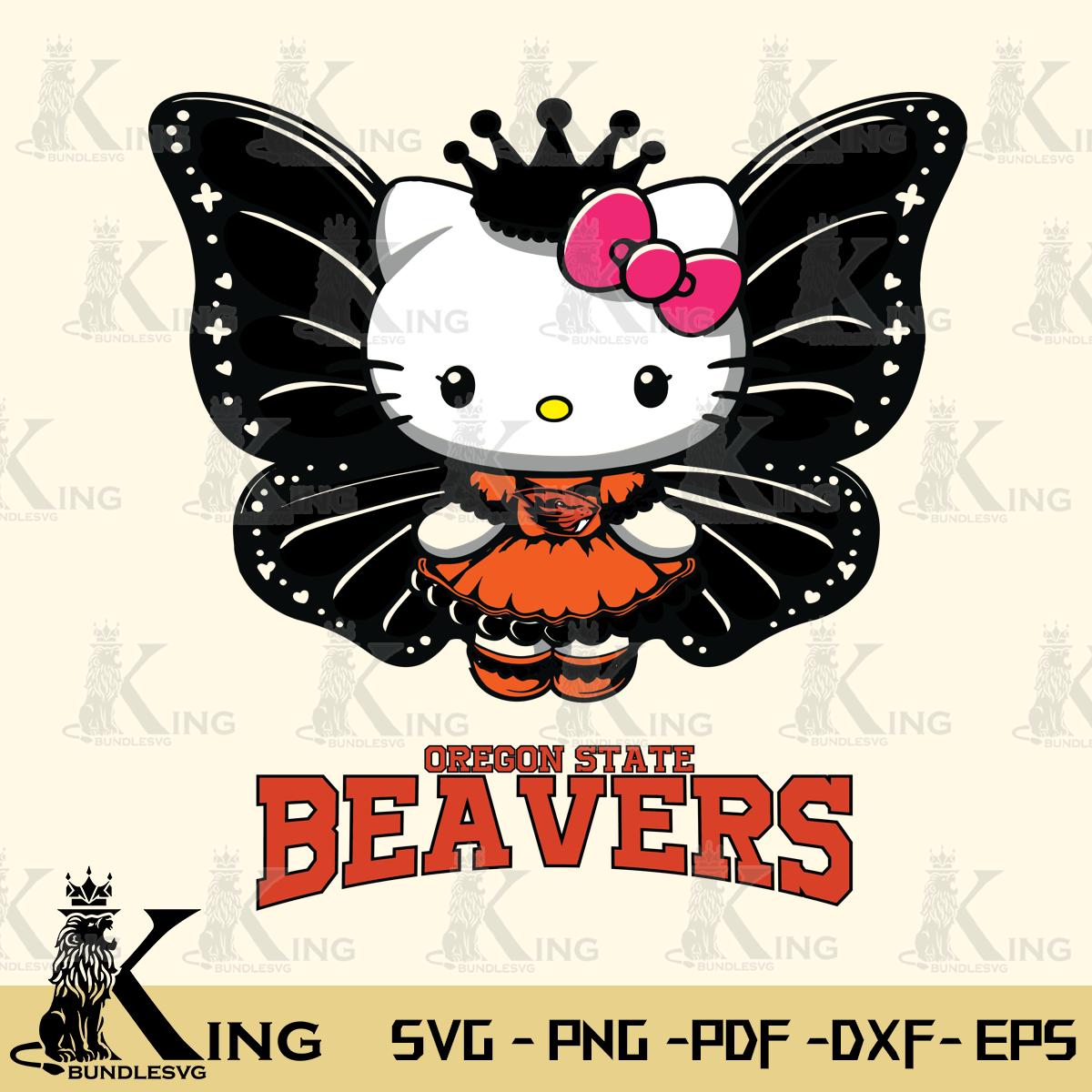 Oregon State Beavers Kitty Wings & Flowers Svg Eps Dxf Png File, Digital Download