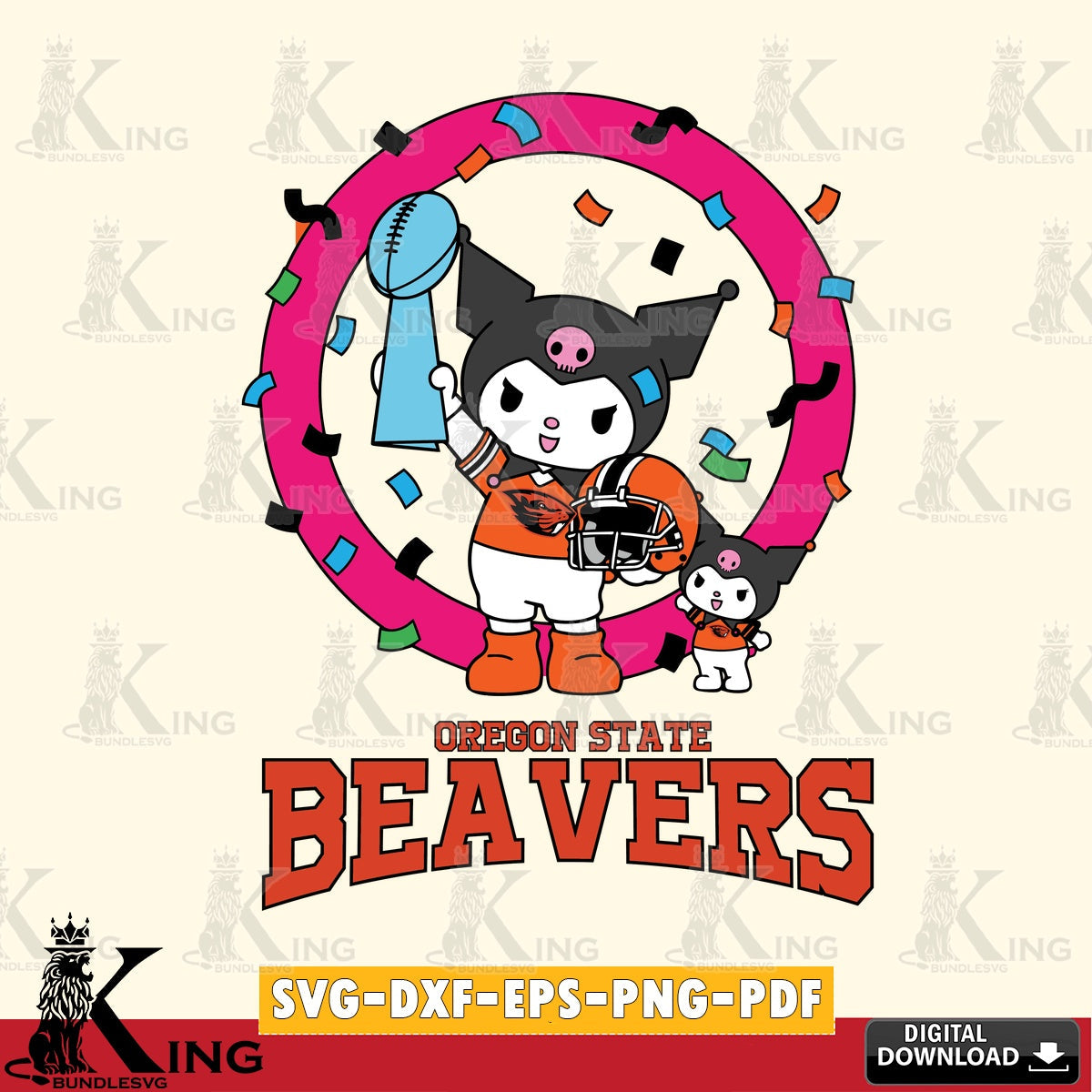 Oregon State Beavers Kuromi Football Champion SVG file, Cricut, Cut file , Digital Download , Instant Download, Sanrio svg, Clipart