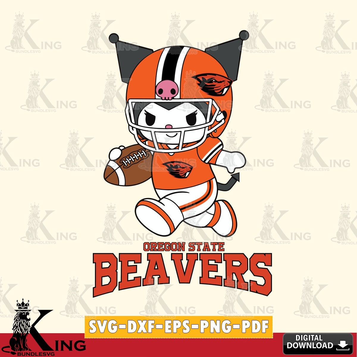 Oregon State Beavers Kuromi Football Run SVG file, Cricut, Cut file , Digital Download , Instant Download, Sanrio svg, Clipart