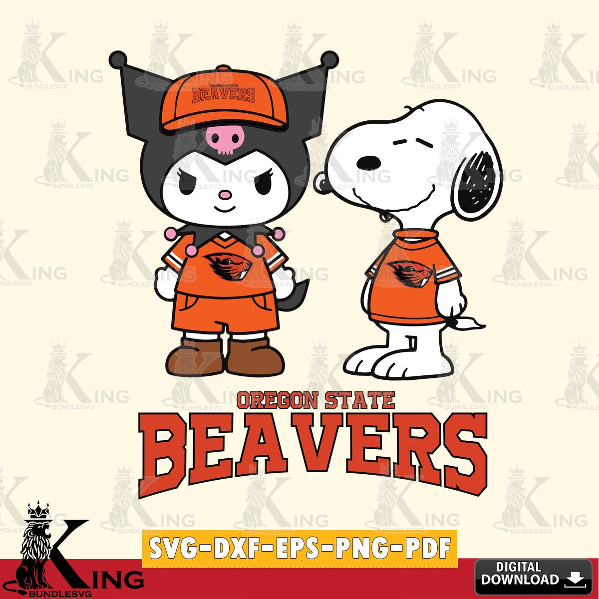 Oregon State Beavers Kuromi Snoopy Football SVG file, Cricut, Cut file , Digital Download , Instant Download, Sanrio svg, Clipart