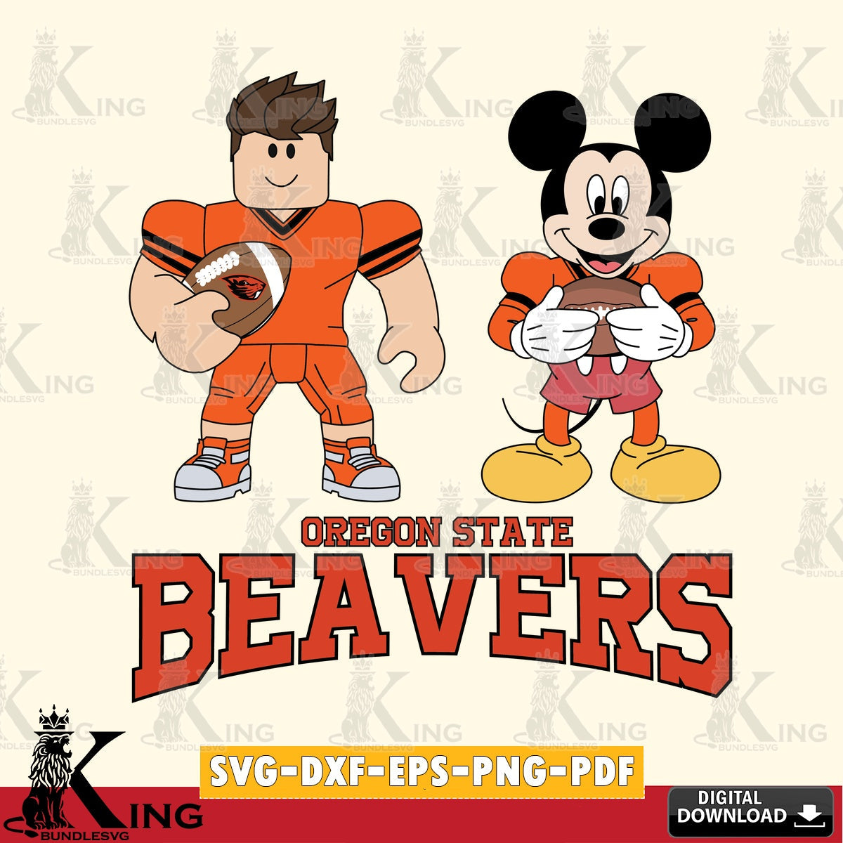 Oregon State Beavers Roblox & Mickey Football SVG file , NCAA Cricut, File cut , Digital Download , PDF File