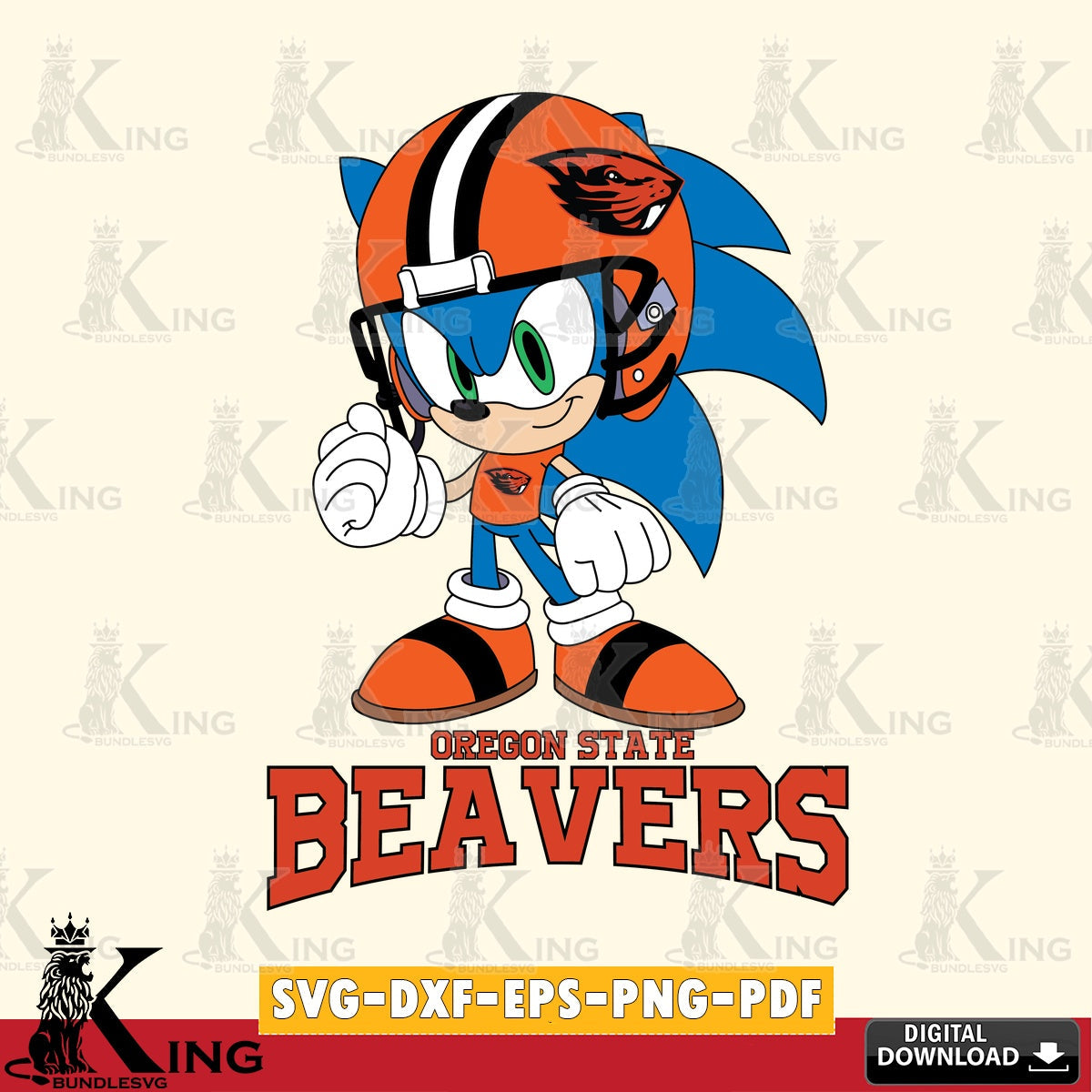 Vector design showing Oregon State Beavers Sonic Football Mascot, versatile clip art for stickers, decals, and mugs.