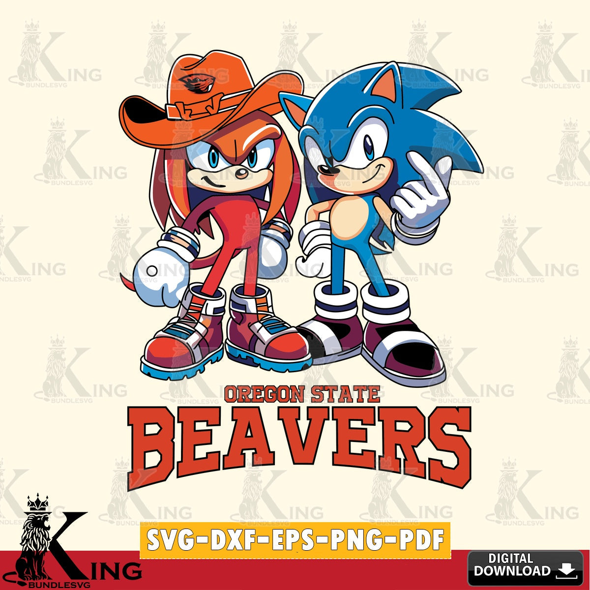 Oregon State Beavers Sonic & Knuckles Football Mascot SVG file, Vector , Digital Download , PDF File , Instant Download
