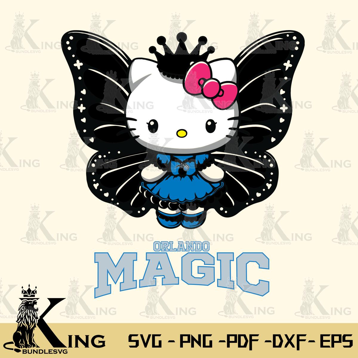 Orlando Magic Kitty Wings & Flowers Svg Eps Dxf Png File, Digital Download