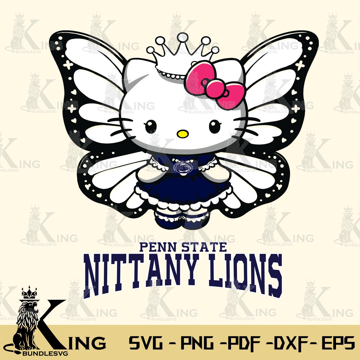 Penn State Nittany Lions Kitty Wings & Flowers Svg Eps Dxf Png File, Digital Download