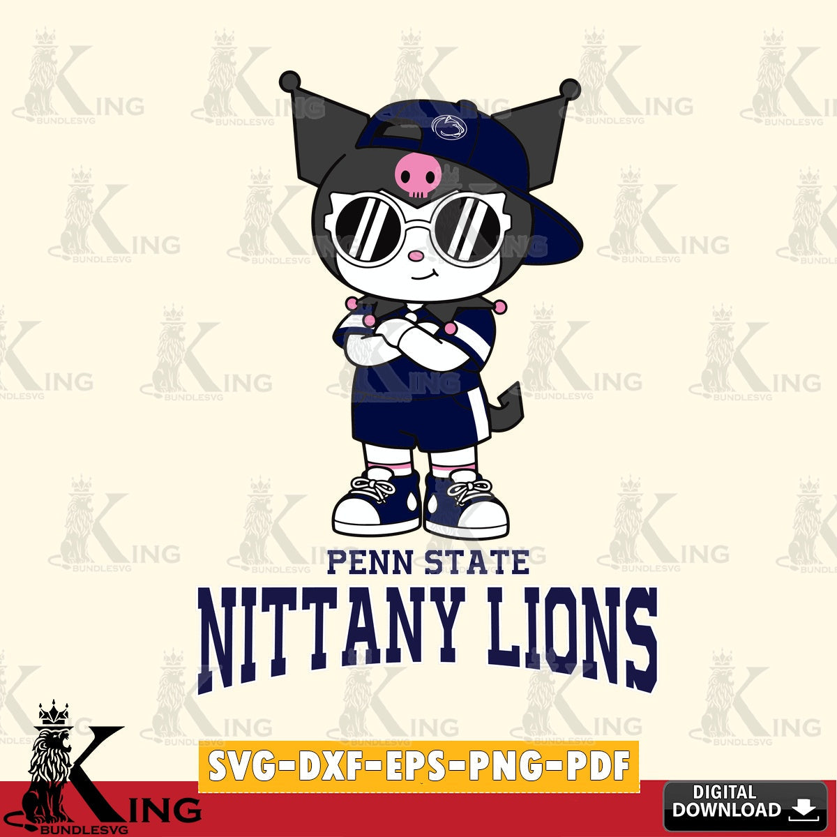 Penn State Nittany Lions Kuromi Football Jersey SVG file, Cricut, Cut file , Digital Download , Instant Download, Sanrio svg, Clipart