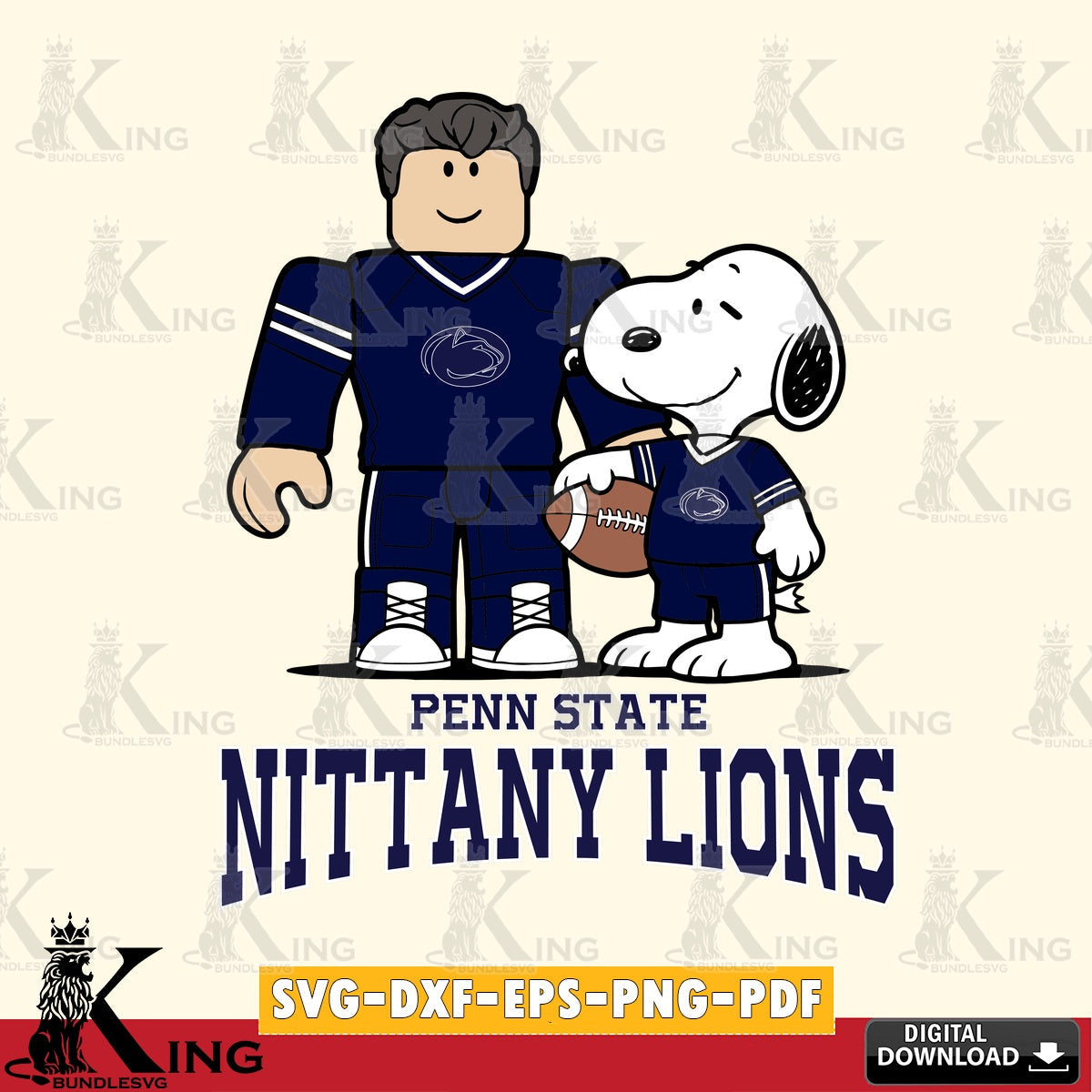 Penn State Nittany Lions Roblox & Snoopy Football SVG file , NCAA Cricut, File cut , Digital Download , PDF File