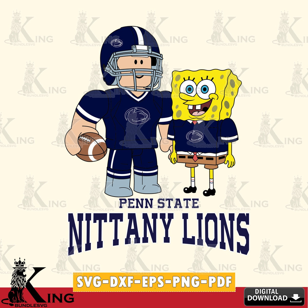 Penn State Nittany Lions Roblox & Spongebob Football SVG file , NCAA Cricut, File cut , Digital Download , PDF File