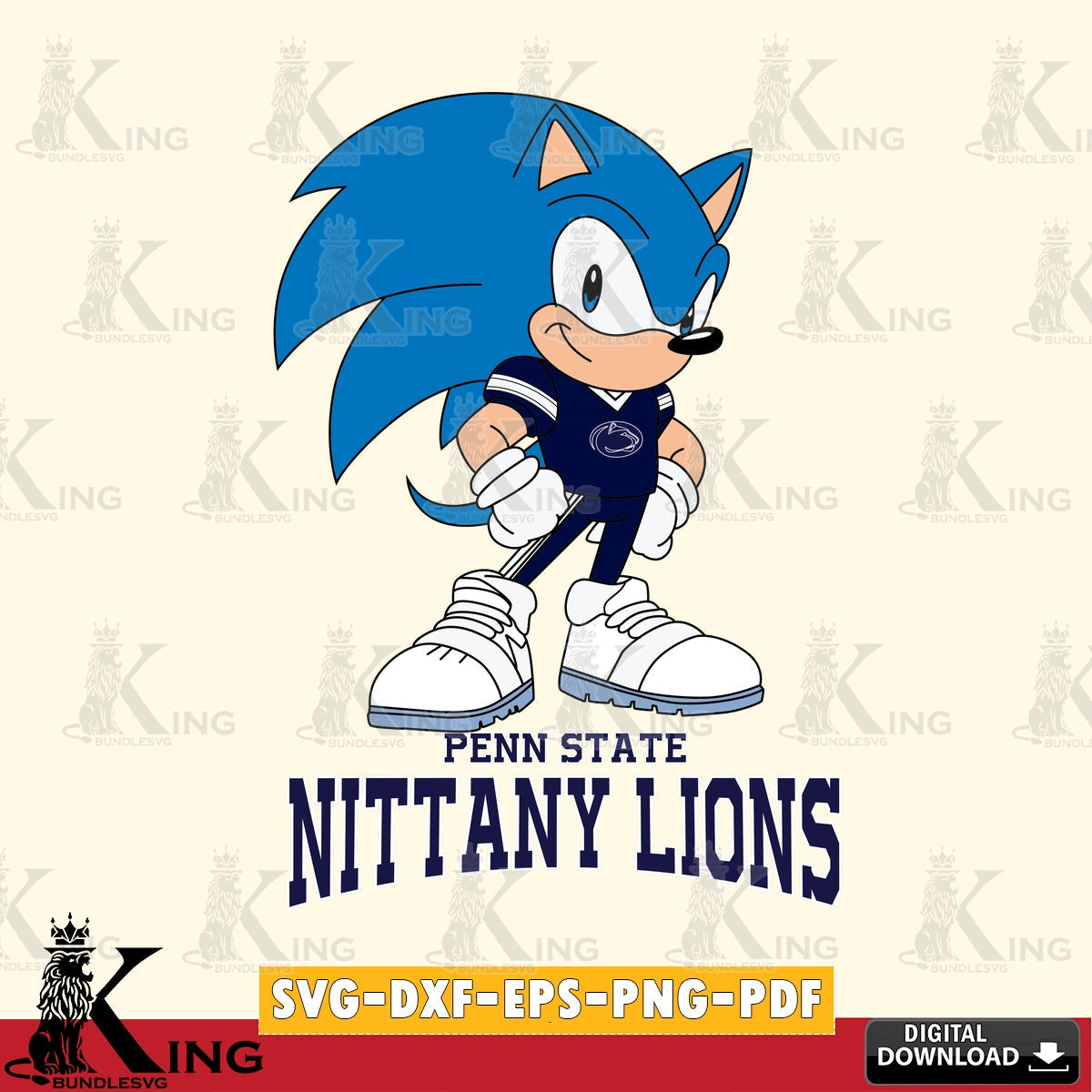 Penn State Nittany Lions Sonic Football Star Mascot SVG file, Vector , Digital Download , PDF File , Instant Download