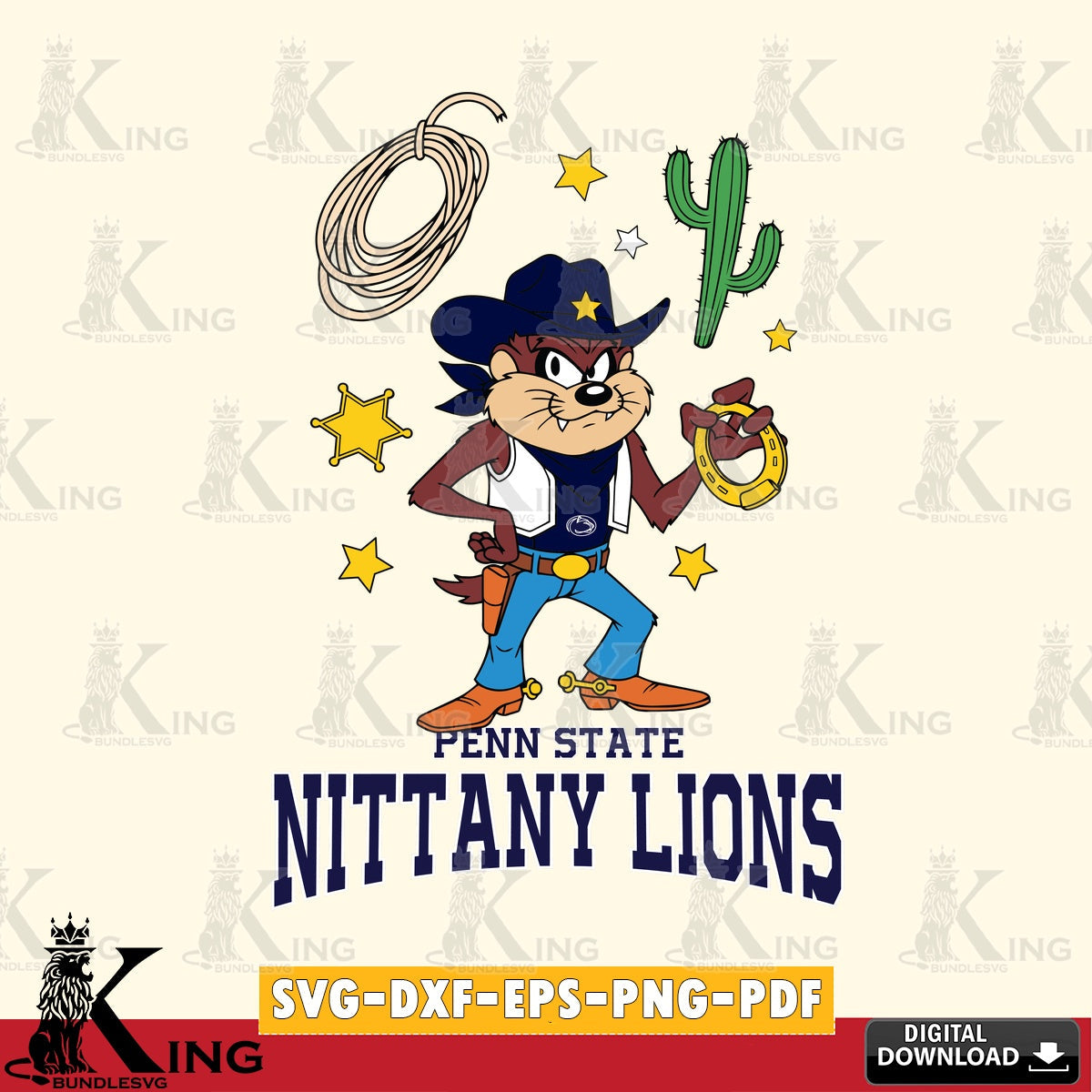 Penn State Nittany Lions Taz Cowboy Western SVG file, Cut file , Digital Download , Instant Download, Taz svg, NCAA svg