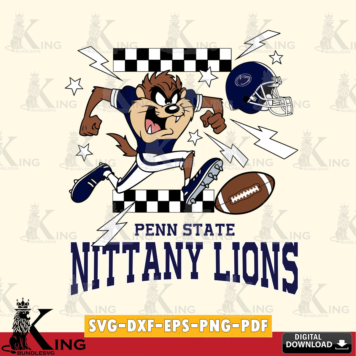 Penn State Nittany Lions Taz Football Lightning SVG file, Cut file , Digital Download , Instant Download, Taz svg, NCAA svg