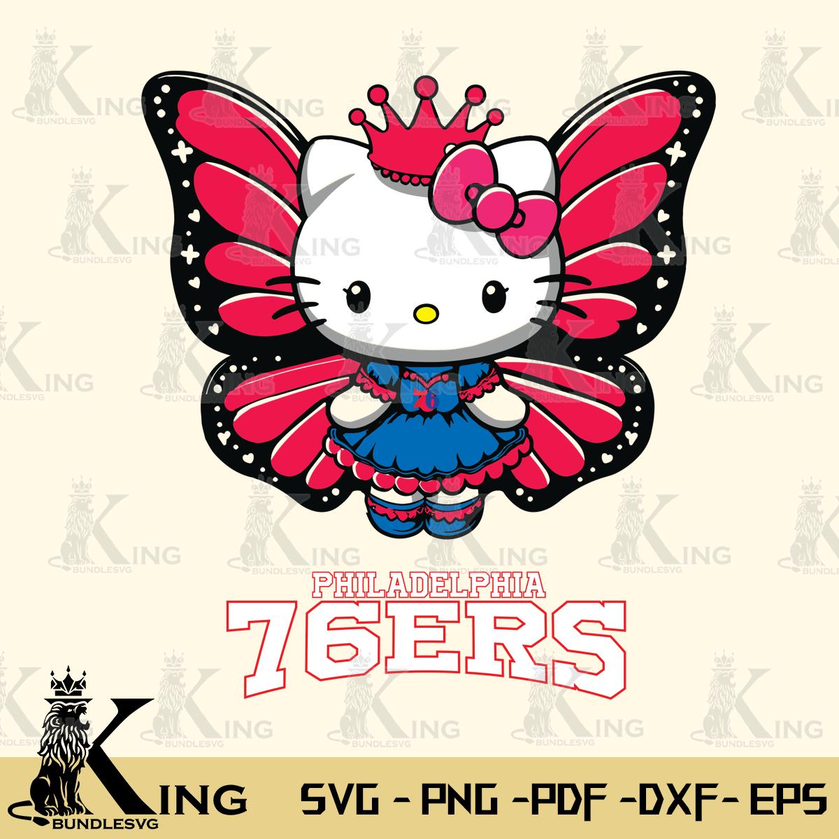 Philadelphia 76ers Kitty Wings & Flowers Svg Eps Dxf Png File, Digital Download
