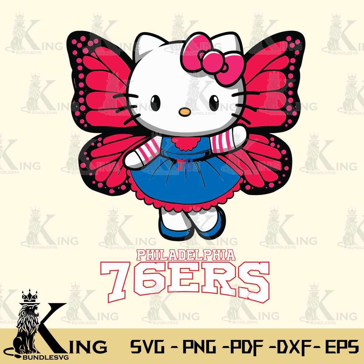 Philadelphia 76ers Whimsical Kitty Wings Svg Eps Dxf Png File, Digital Download