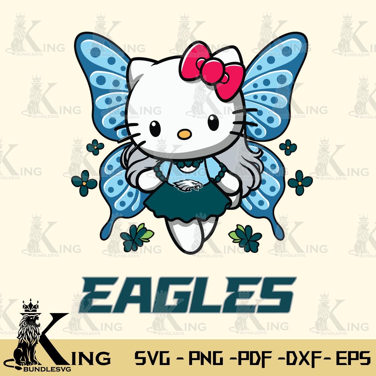 Philadelphia Eagles Butterfly Kitty Charm Svg Eps Dxf Png File, Digital Download