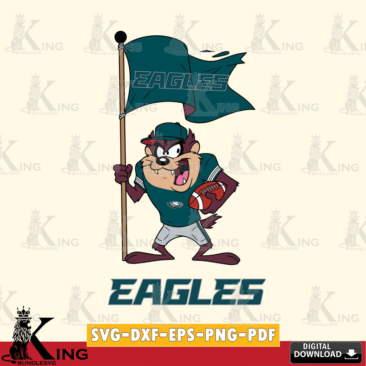 Philadelphia Eagles Football Taz Flag Art Cut file , Digital Download , Instant Download, Looney Tunes svg, Football svg