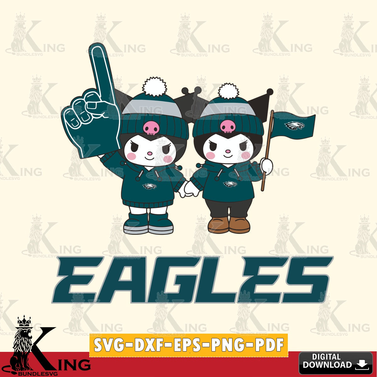 Philadelphia Eagles Kuromi rugby Fan SVG file, Cricut, Cut file , Digital Download , Instant Download, Sanrio svg, Clipart