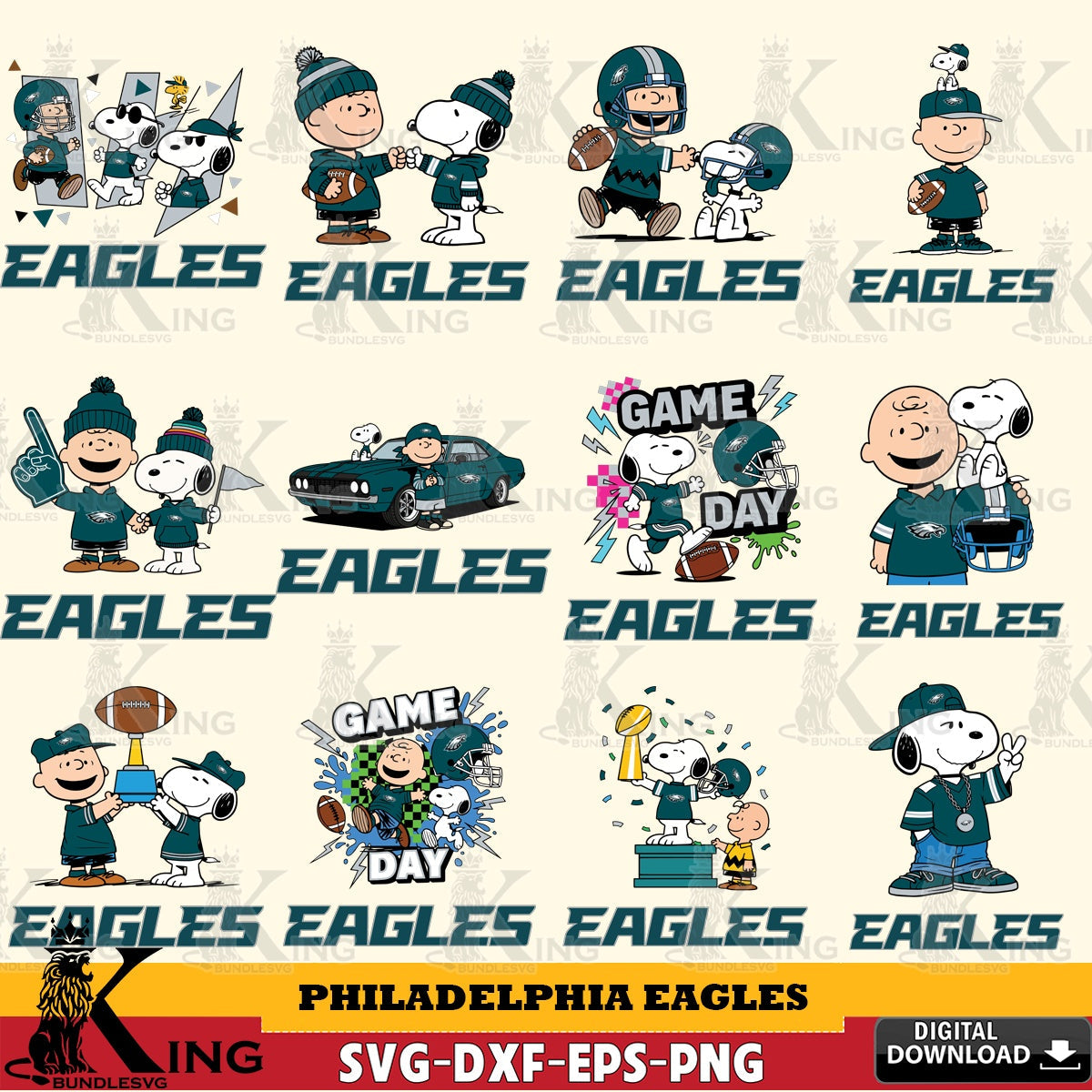 Philadelphia Eagles Peanuts Play Football NFL Bundle Cricut file , Cut file , Digital Download , PDF File , Instant Download