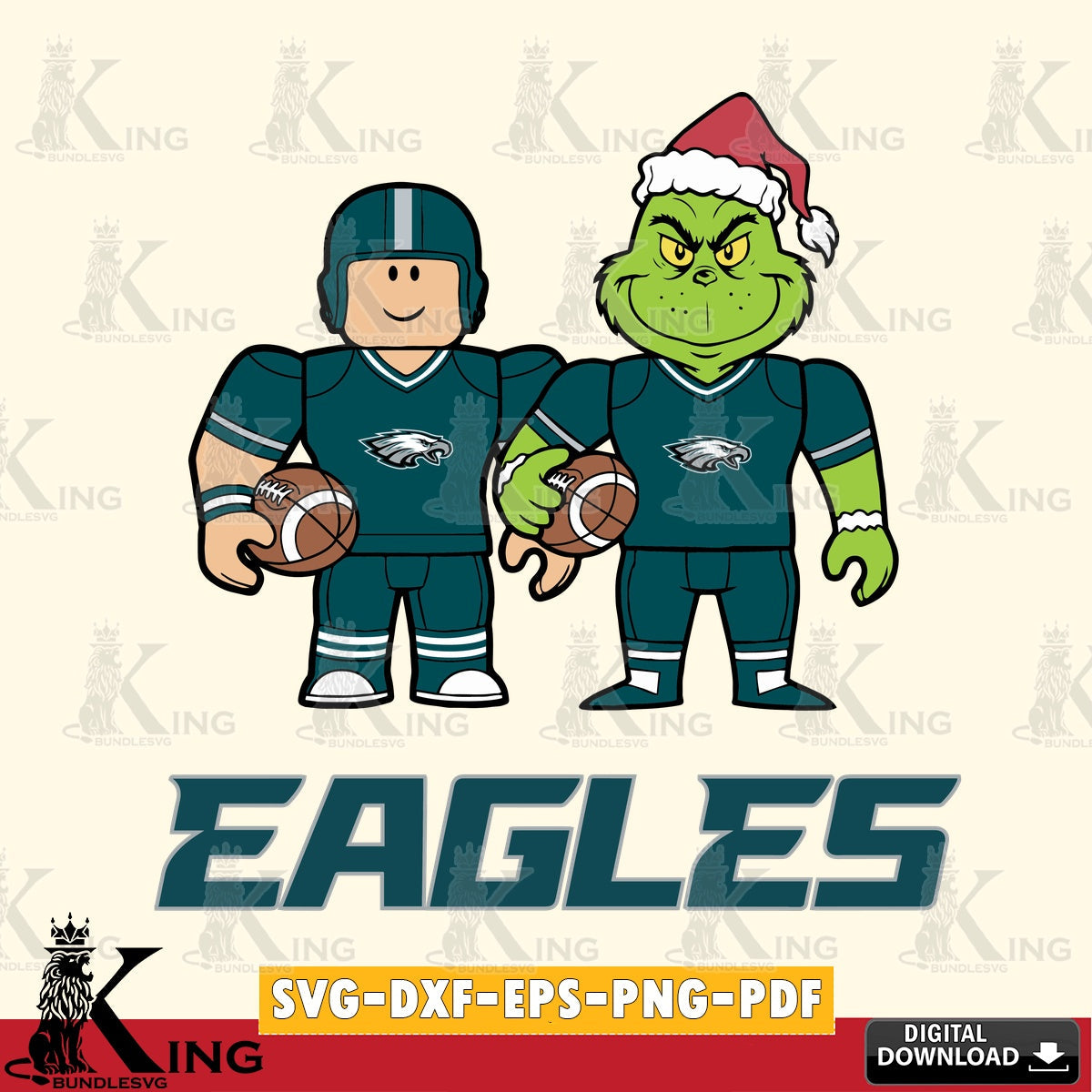 Philadelphia Eagles Roblox & Grinch Football SVG file , Cricut, NFL File cut , Digital Download , PDF File