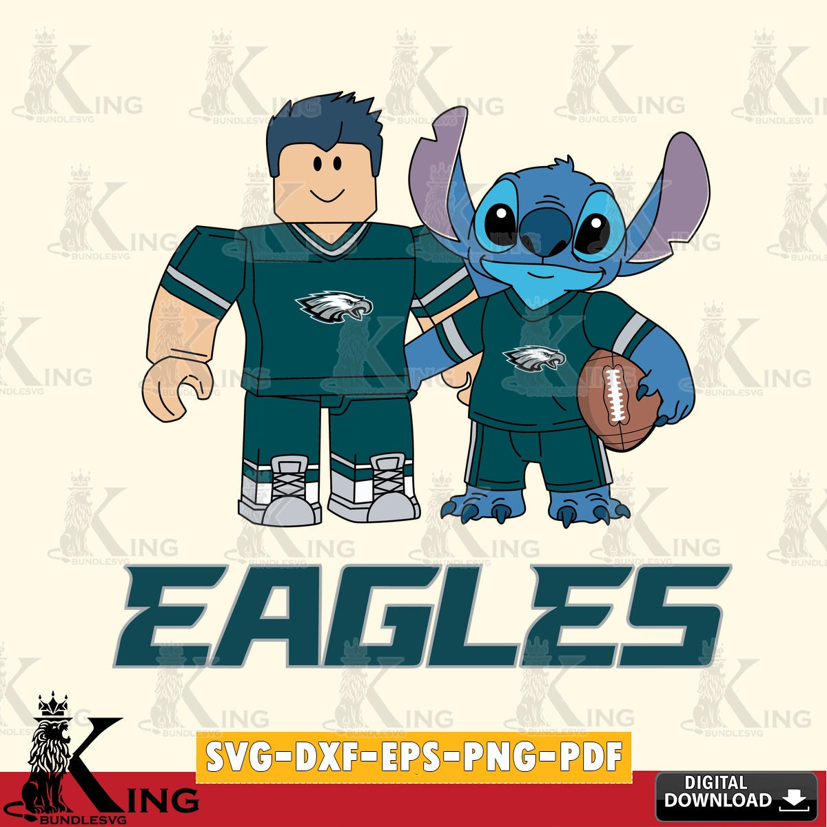 Philadelphia Eagles Roblox & Stitch Football SVG file , Cricut, NFL File cut , Digital Download , PDF File