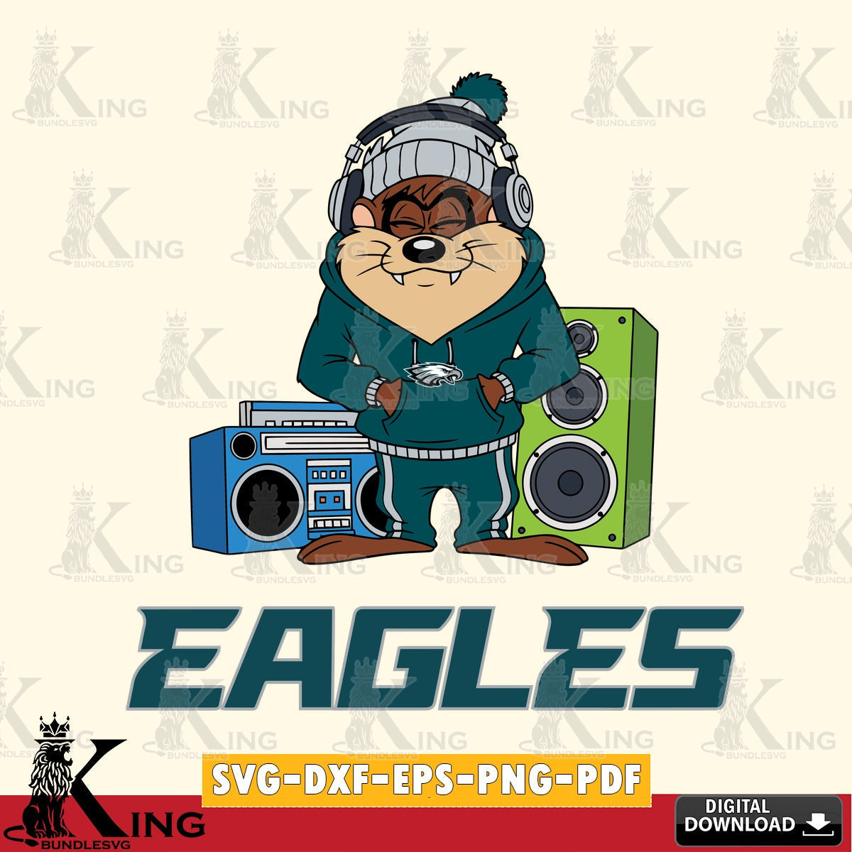 Philadelphia Eagles Taz Hip Hop Cut file , Digital Download , Instant Download, Looney Tunes svg, Football svg