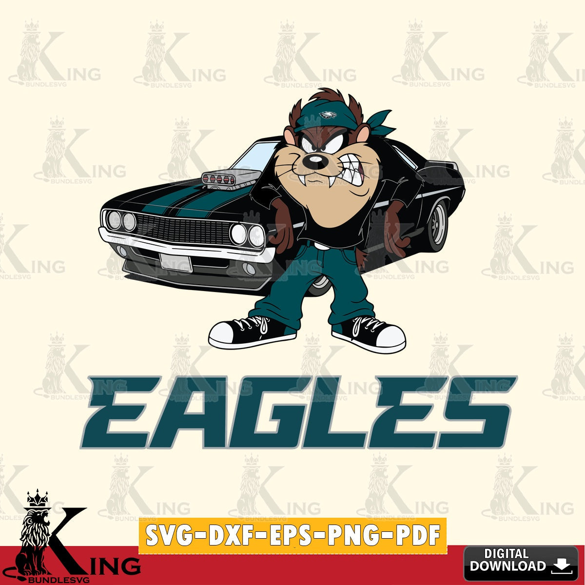 Philadelphia Eagles Taz Racing Car Cut file , Digital Download , Instant Download, Looney Tunes svg, Football svg