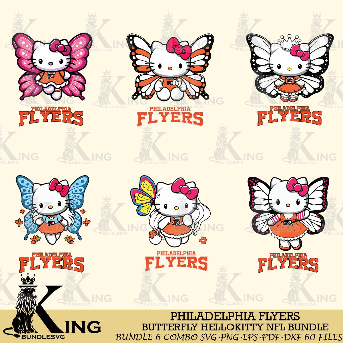 Philadelphia Flyers Butterfly Hello Kitty bundleSvg Eps Dxf Png File, Digital Download