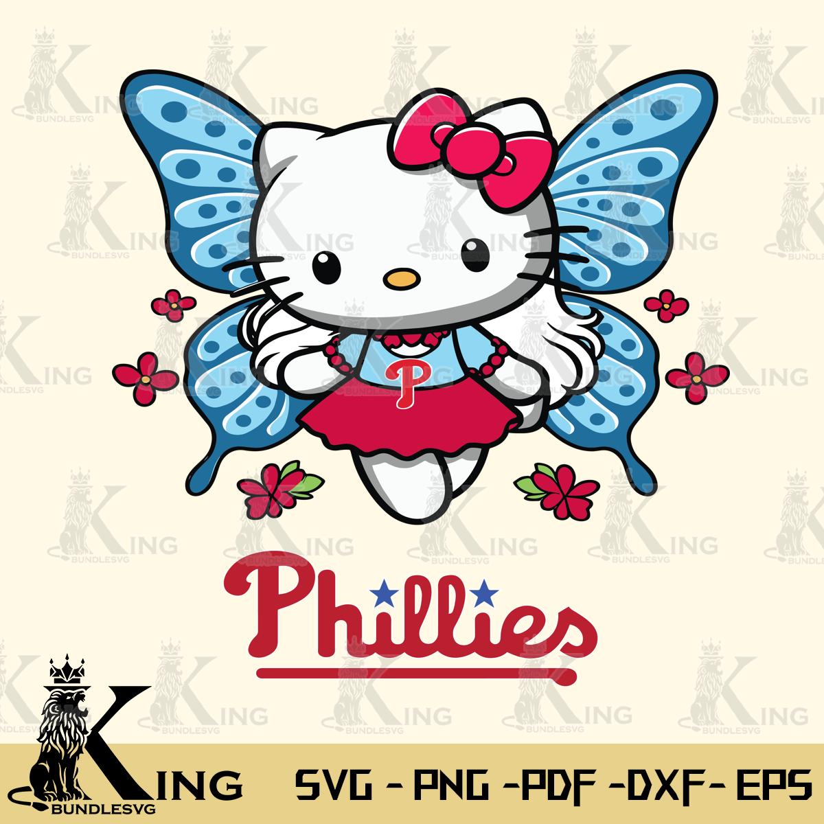 Philadelphia Phillies Butterfly Kitty Charm Svg Eps Dxf Png File, Digital Download