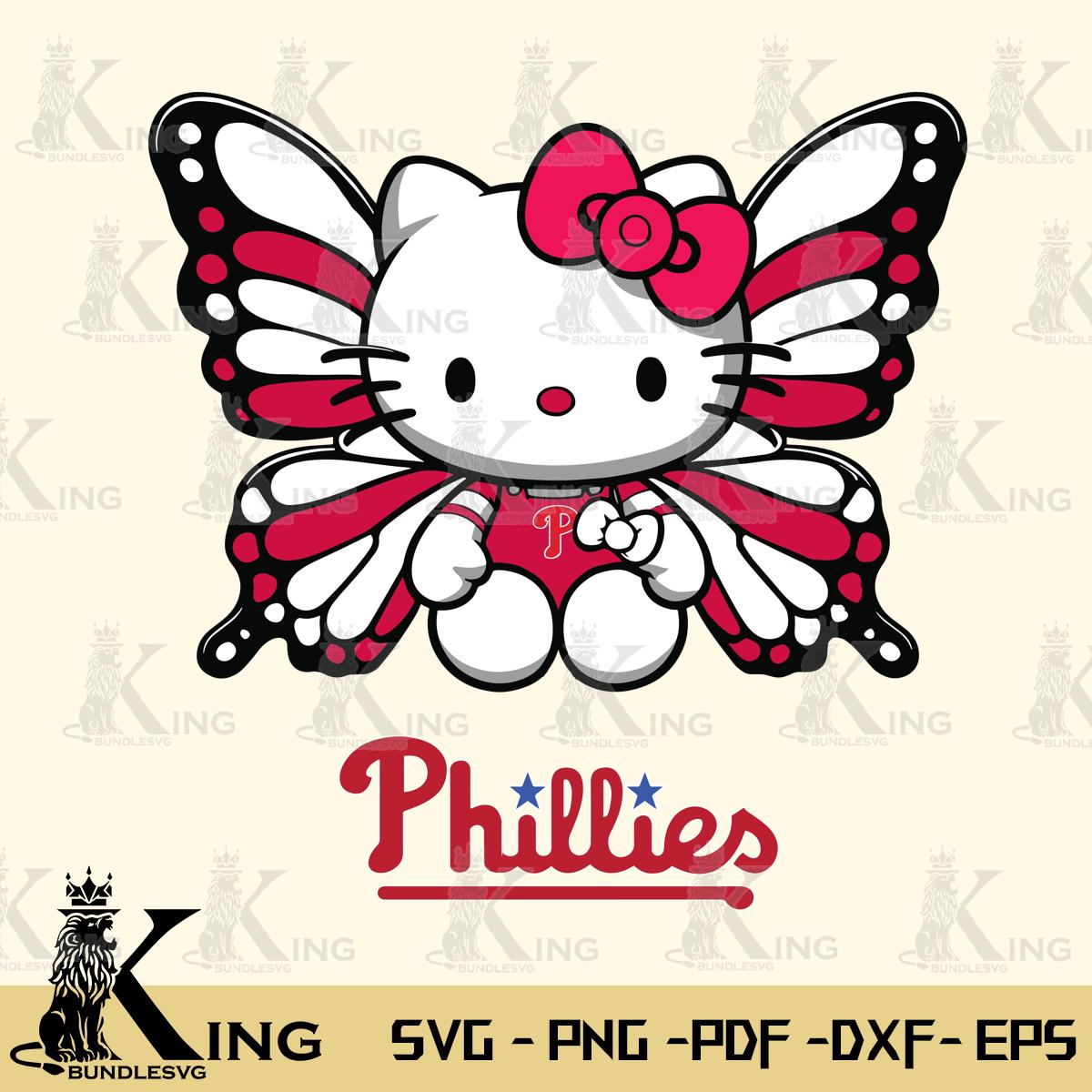 Philadelphia Phillies Butterfly Kitty Delight Svg Eps Dxf Png File, Digital Download