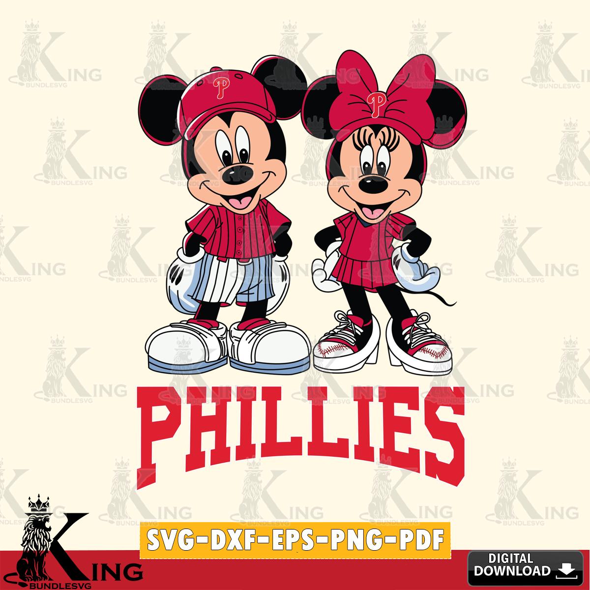 Philadelphia Phillies Mickey Minnie Mouse Fan SVG File, MLB for Cricut, Silhouette, Digital Download , file cut