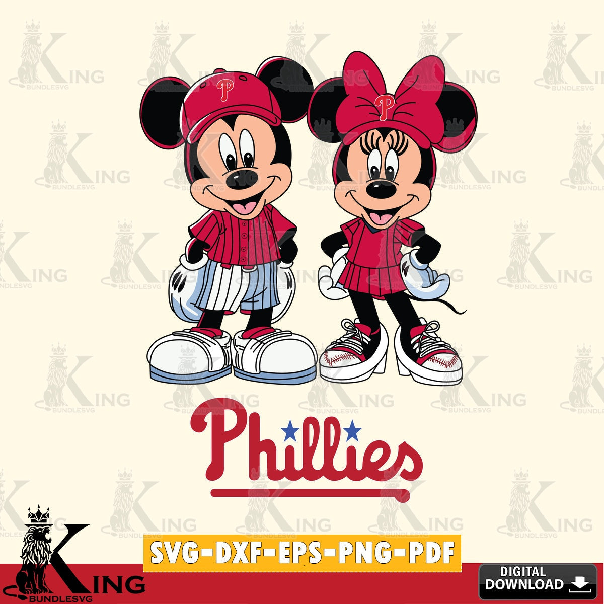 Philadelphia Phillies Mickey Minnie Mouse Fan SVG file , For Cricut, File cut , Digital Download , PDF File, Cut Files