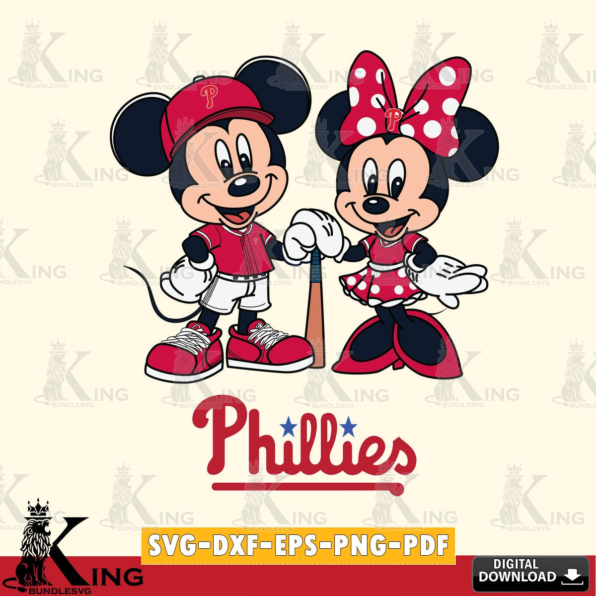 Philadelphia Phillies Mickey Minnie Mouse Sport SVG file , For Cricut, File cut , Digital Download , PDF File, Cut Files