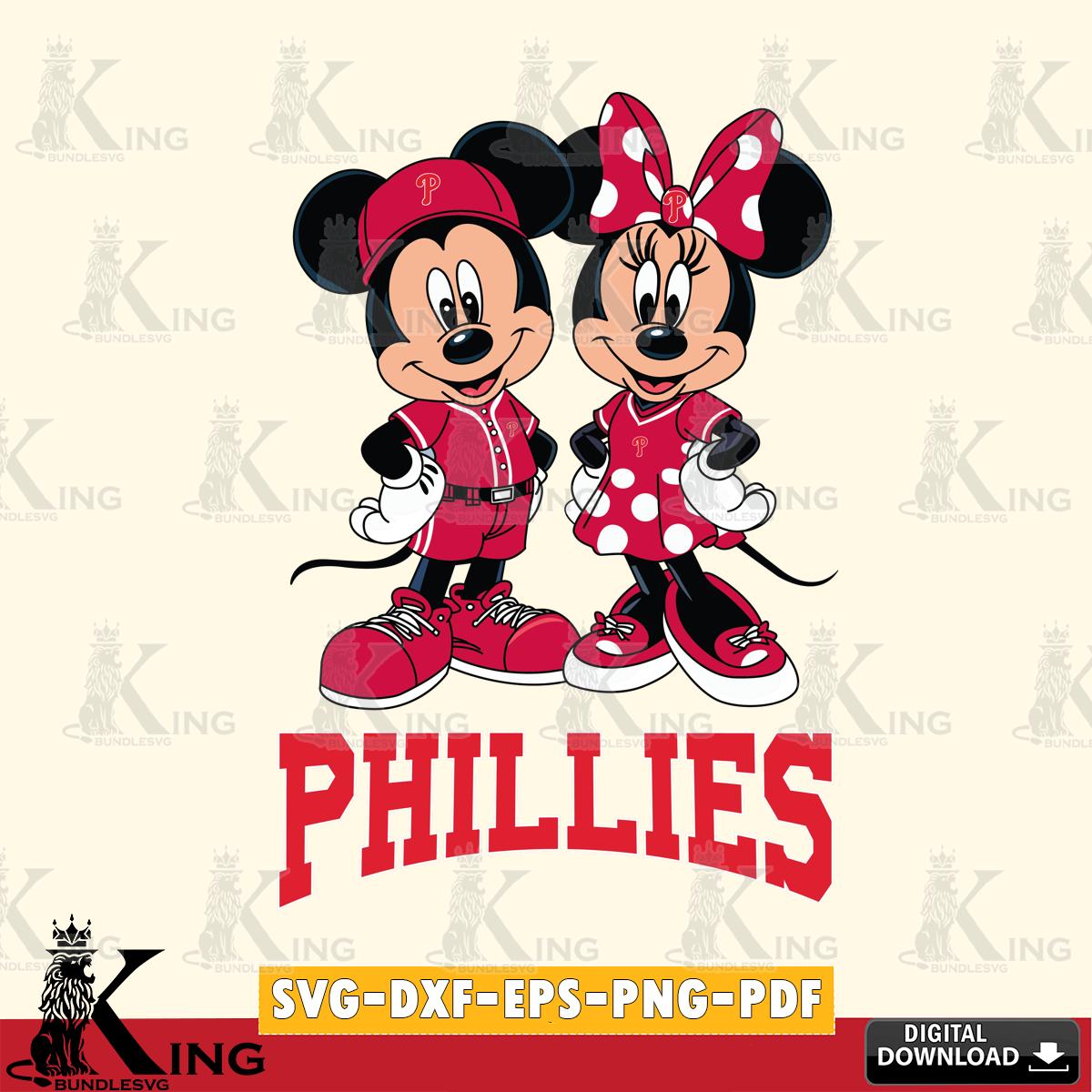 Philadelphia Phillies Mickey Minnie Mouse couple sport SVG File, MLB for Cricut, Silhouette, Digital Download , file cut