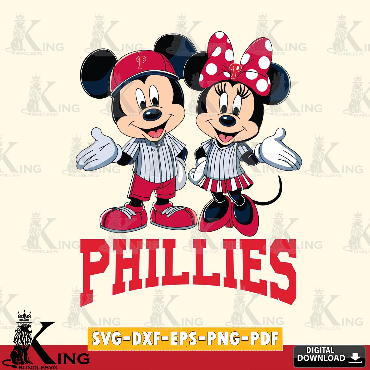 Philadelphia Phillies Mickey Minnie couple SVG File, MLB for Cricut, Silhouette, Digital Download , file cut