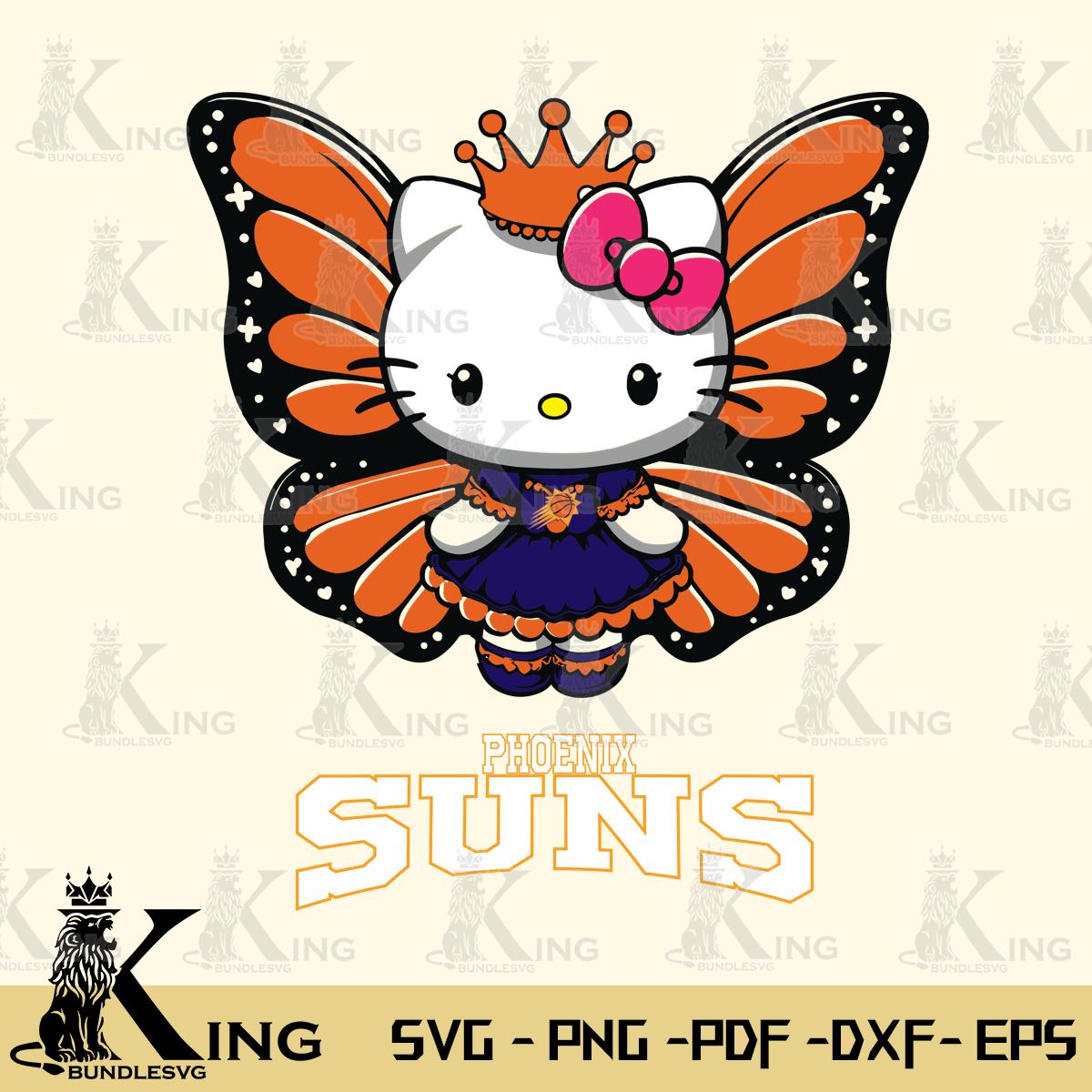 Phoenix Suns Kitty Wings & Flowers Svg Eps Dxf Png File, Digital Download